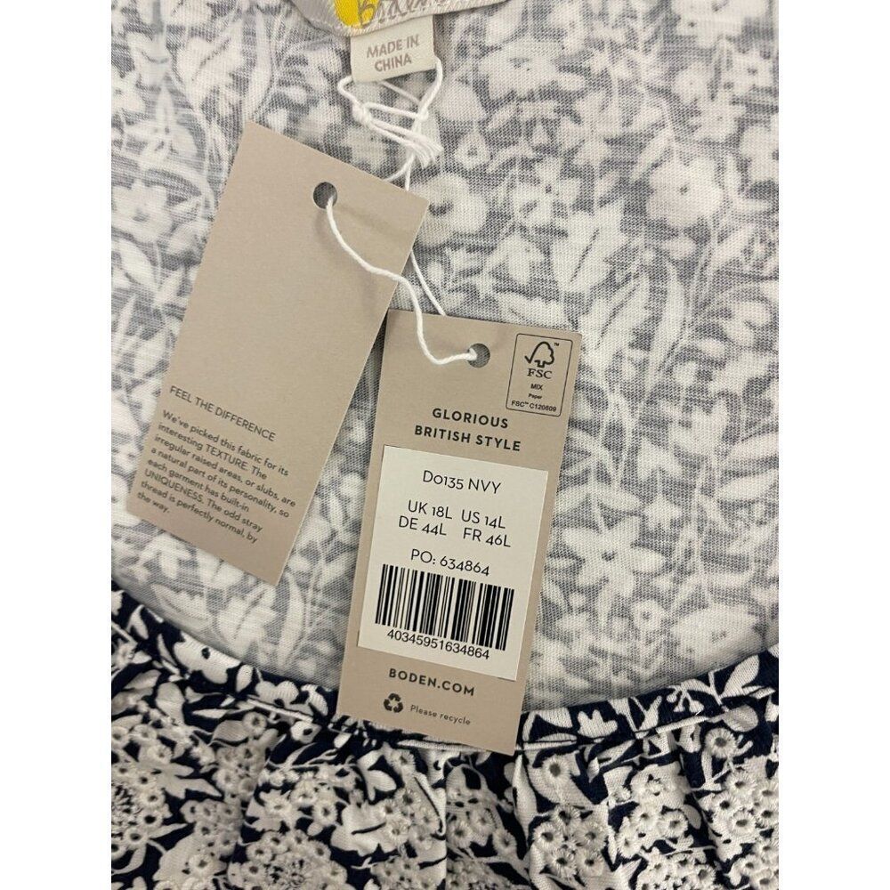 Boden Womens Maxi Dress UK 18 US 14L Navy Blue Floral Trim Lace collar D0135 NWT - Picture 6 of 12